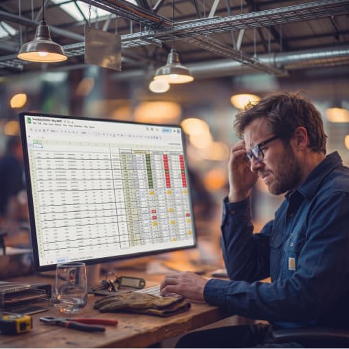 Dispatcher manually checking tank levels at a computer